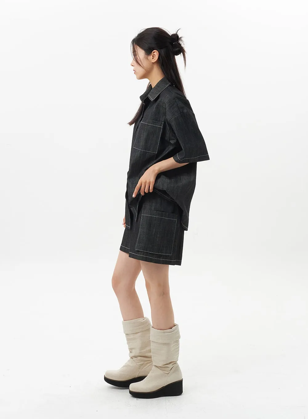 Cargo Denim Shorts OU326