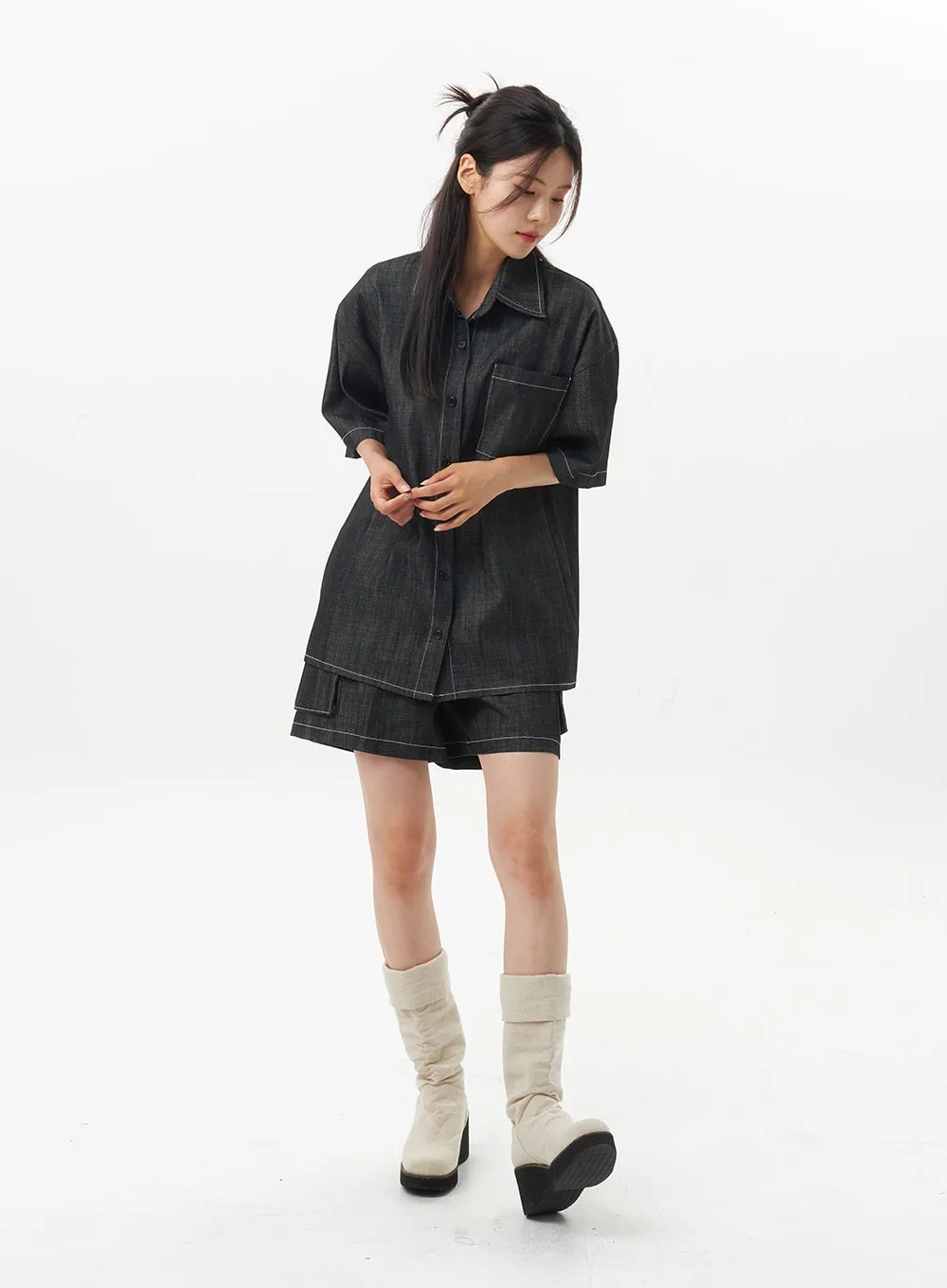 Cargo Denim Shorts OU326