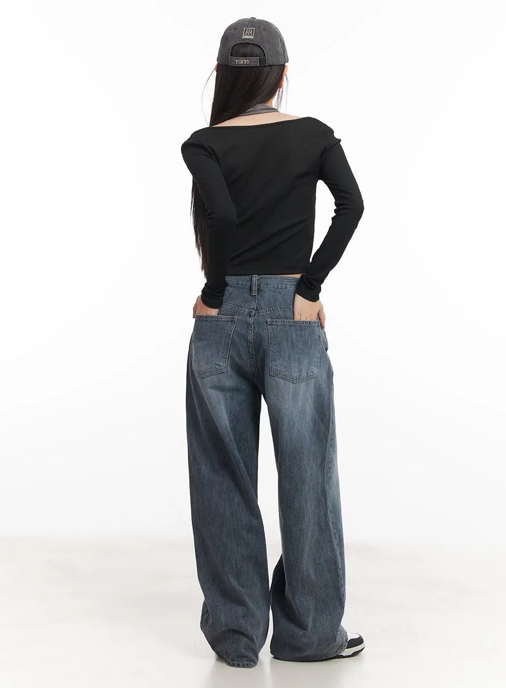 Cecile Classic Wide-Leg Washed Jeans CM528