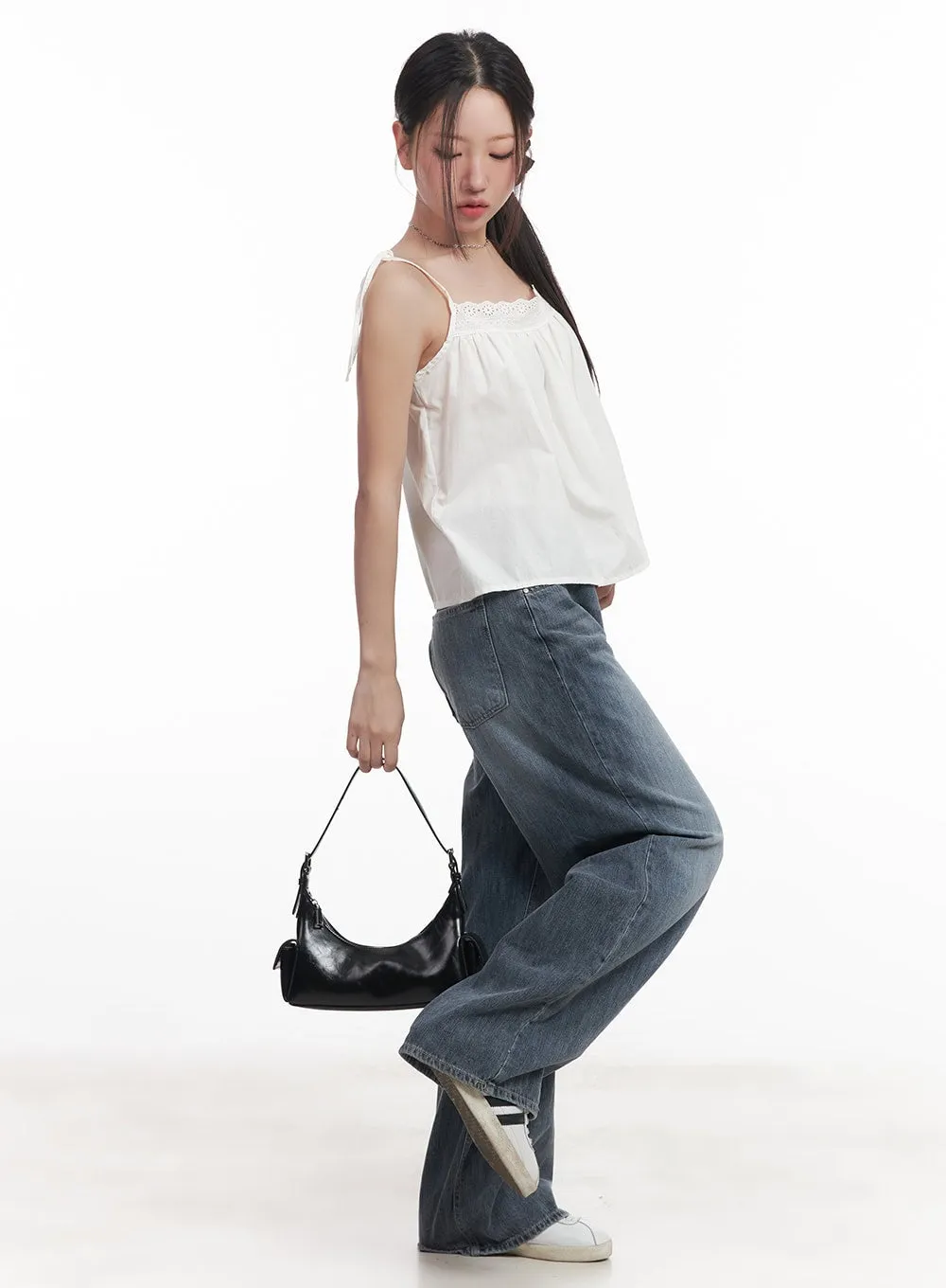 Cecile Classic Wide-Leg Washed Jeans CM528