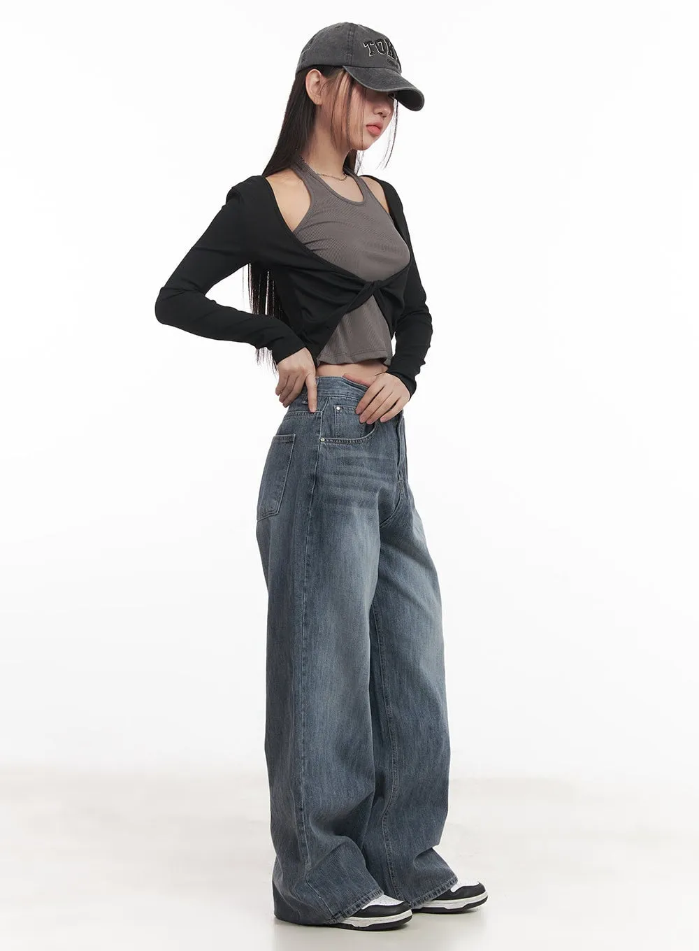 Cecile Classic Wide-Leg Washed Jeans CM528