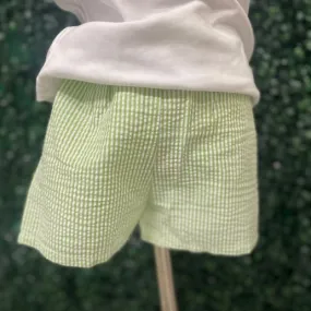 Green Seersucker Shorts