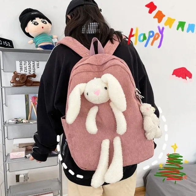 Kawaii 3D Plush Bunny Backpack