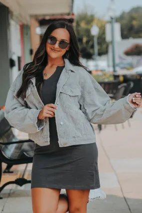 Light Grey Corduroy Vintage Jacket