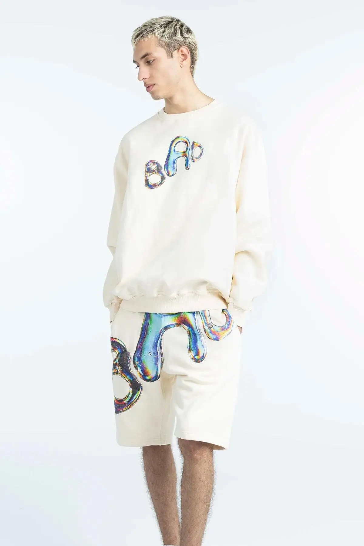 "BAD IN DIMENSIONS" Shorts - Cream