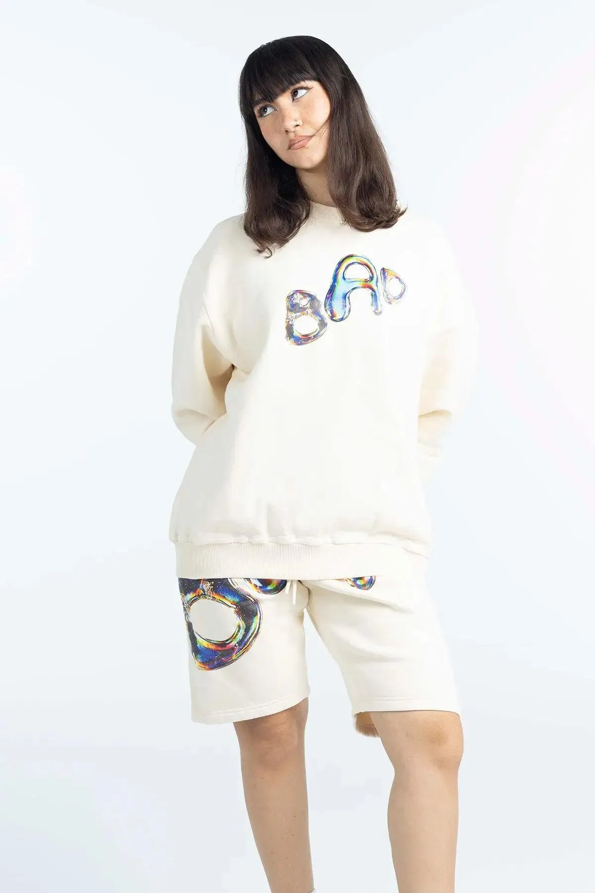 "BAD IN DIMENSIONS" Shorts - Cream