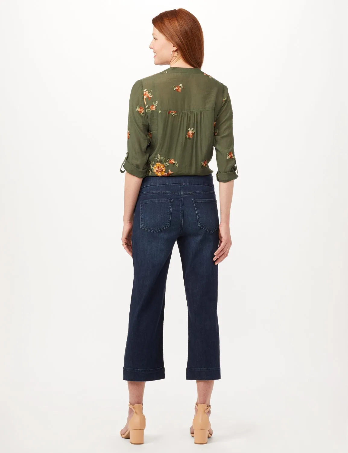 Wide Leg Pull-On Crop Pants