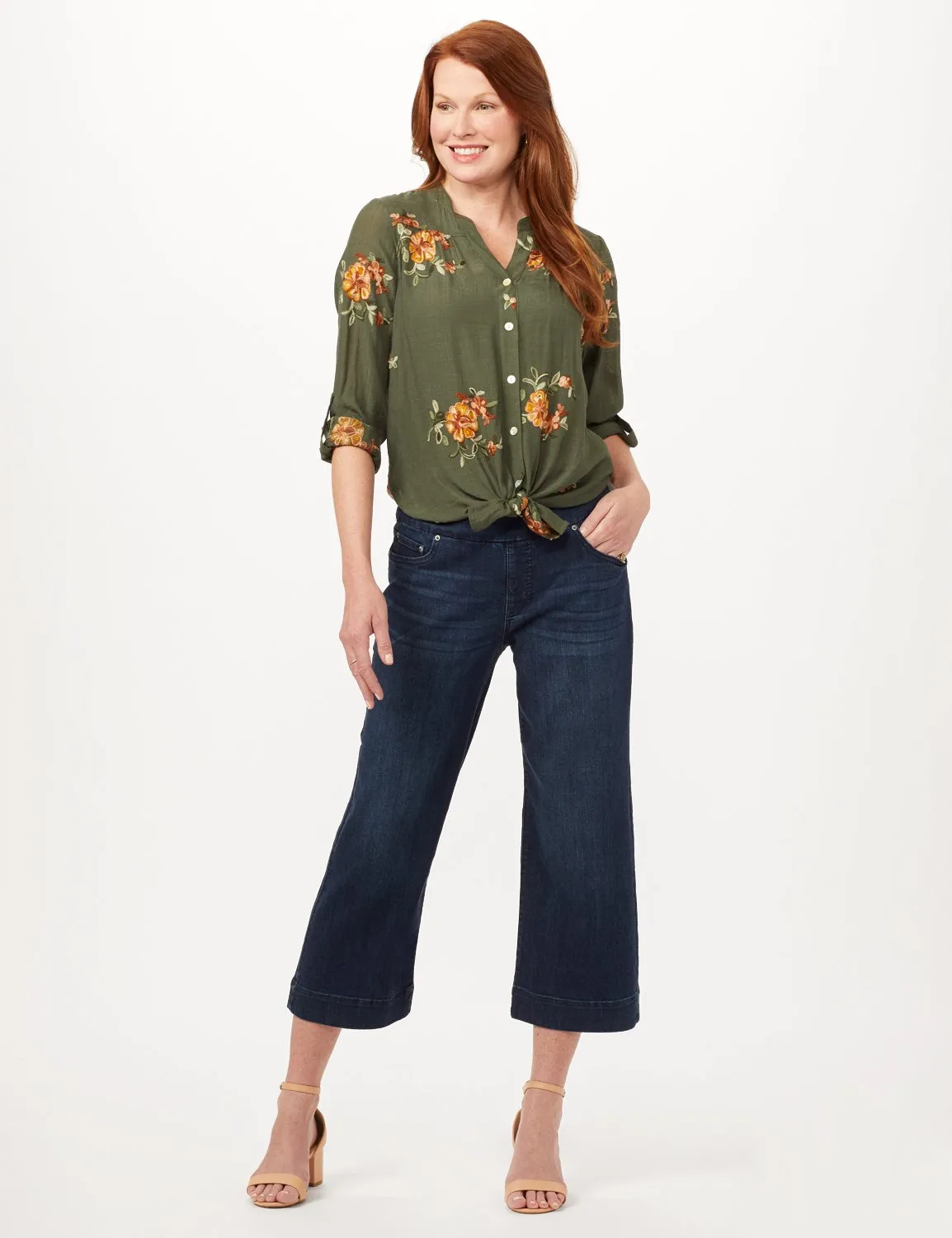 Wide Leg Pull-On Crop Pants