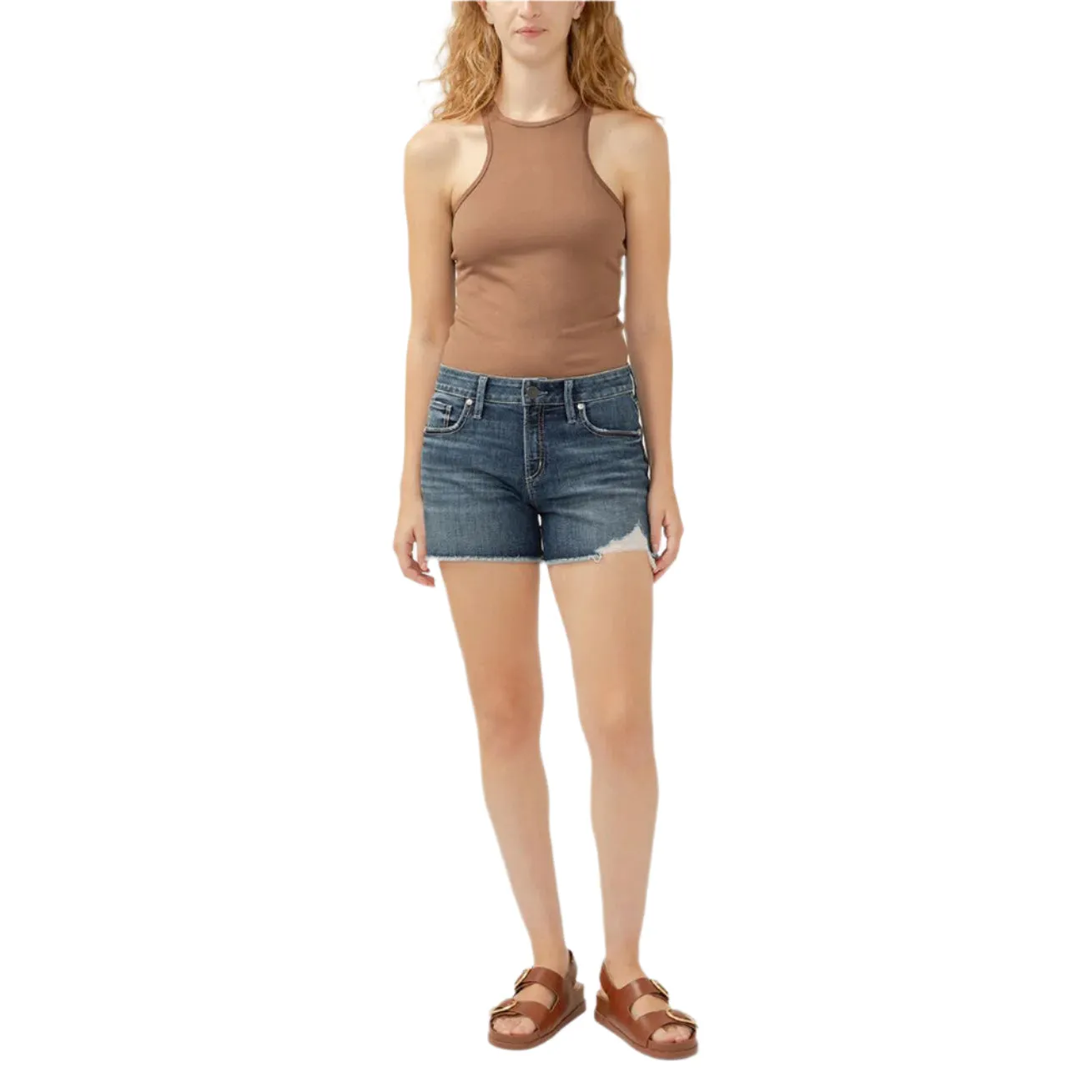 Women's Silver Suki Mid Rise Shorts L53946CVS381
